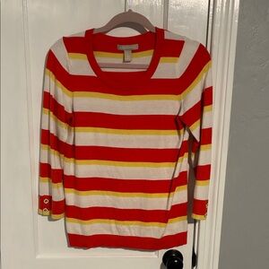 Banana Republic Orange White Yellow Striped Women’s Sweater